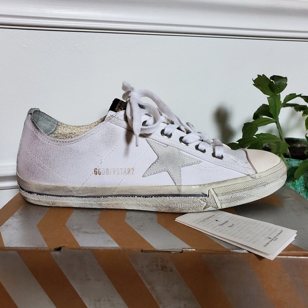 GOLDEN GOOSE V-Star 2 White Canvas Sneakers 39 / 9